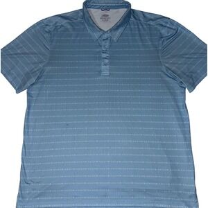 AFTCO Mens XL Performance Polo Shirt Blue Geometric Fish Print Short Sleeve Golf